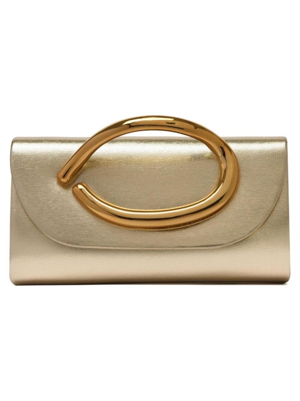 Vegan Leather Evening Clutch with Gold Handle Detachable Chain